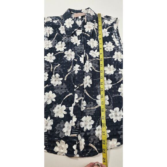 Italian Floral Plaid Print Burnout Silk blend layering shaket vest Curete 8 EUC# - Picture 7 of 7